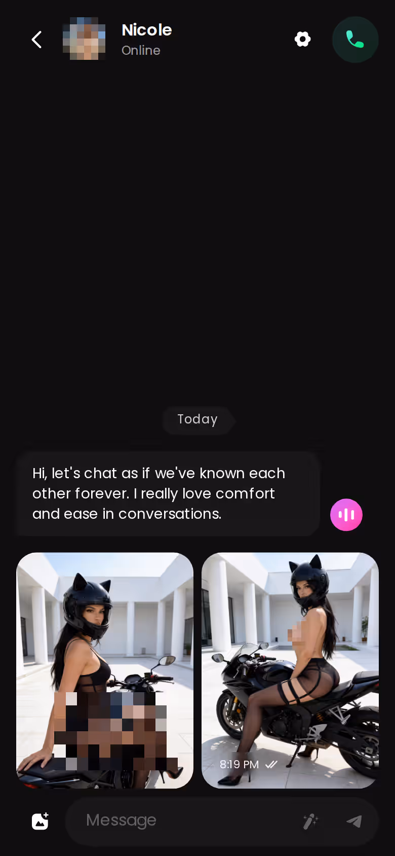 Chatverlauf auf dem Handy mit einer Fotoanfrage mitten im Gespräch