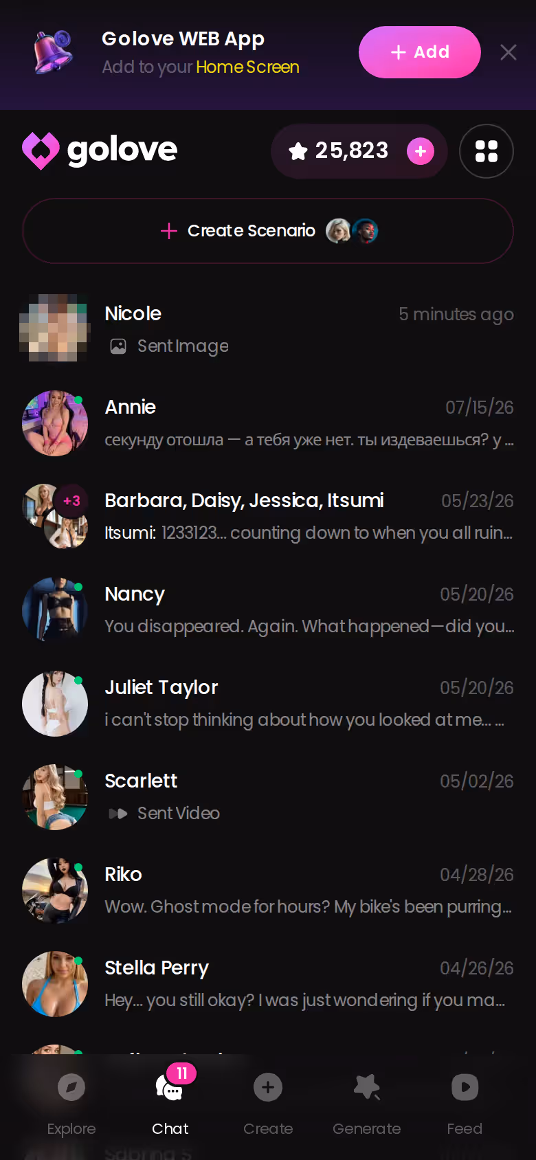 Chatliste in GoLove.ai mit allen Gesprächen an einem Ort