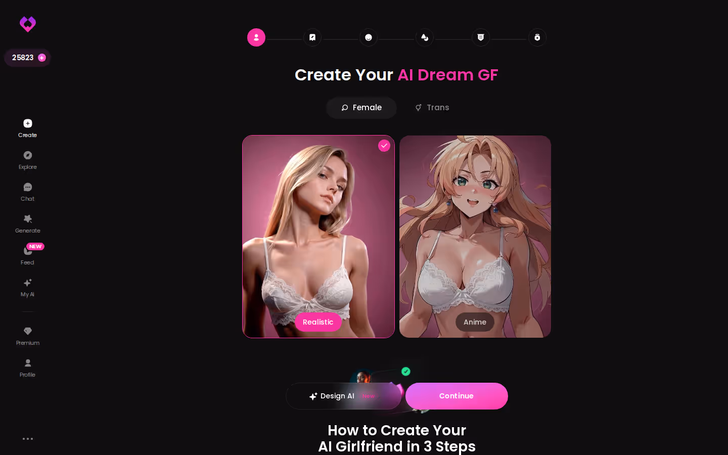 Erstellen — Realistisch oder Anime, Frau oder Trans, dann weiter. — ai companion response speed comparison